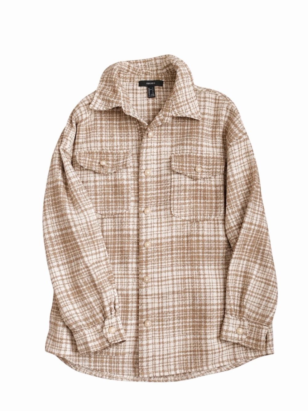 Women’s Beige Plaid Button-Up Shacket